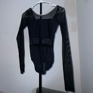 Black Long Sleeve Mesh Body Suit